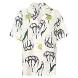 Front product shot of the Oroton Spring Tulip Camp Shirt in Multi and 100% silk for Women