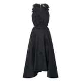 Front product shot of the Oroton Lace Flower Midi Dress in Black and 100% Linen for Women